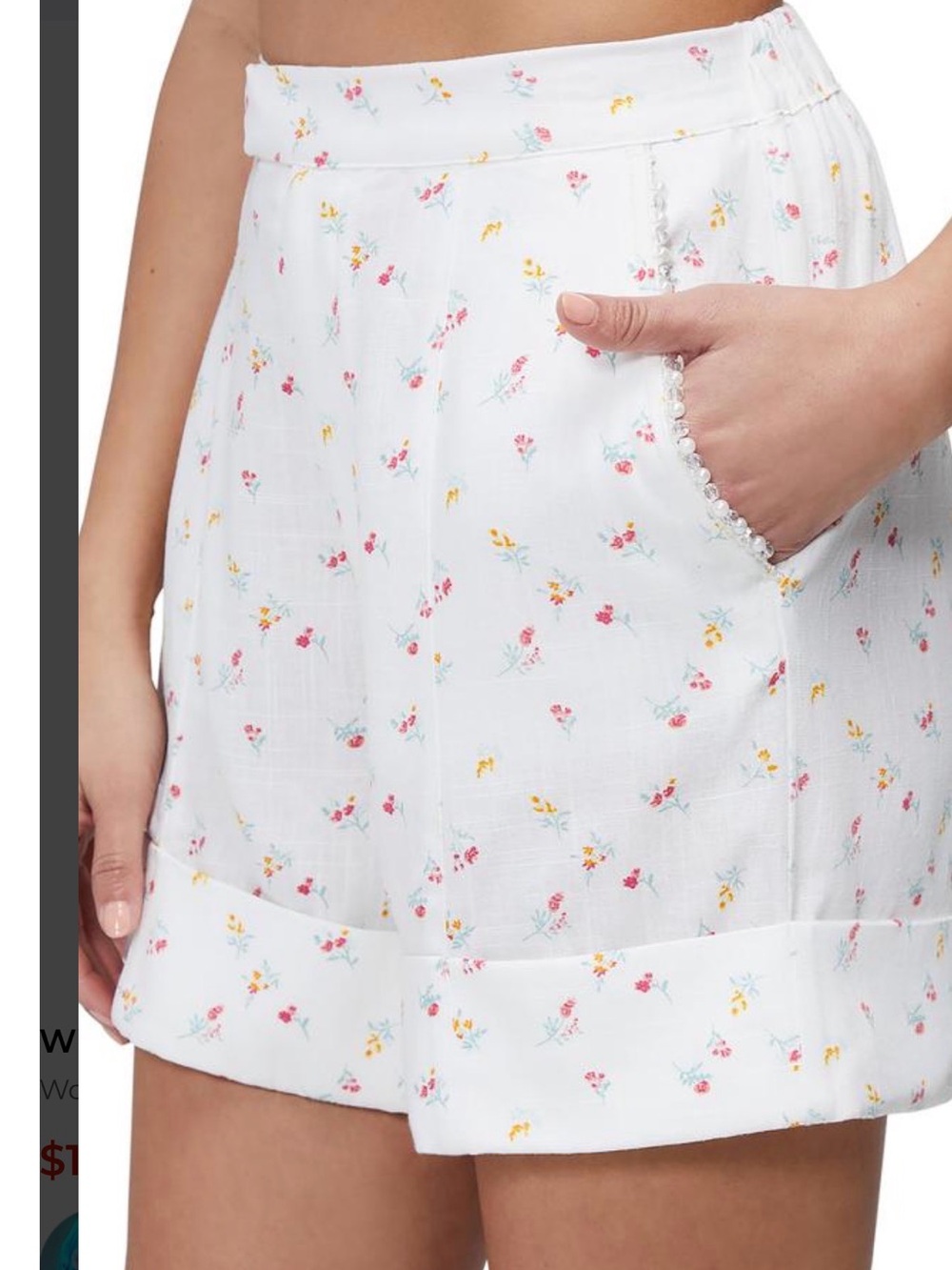Wildfox White Floral Elastic Waist Shorts